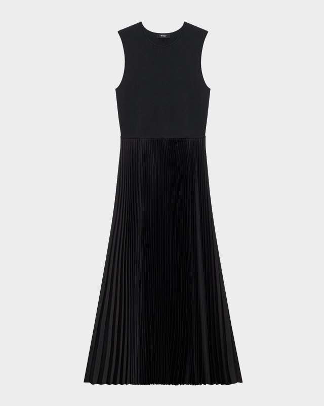 Combo Satin Pleated Dress